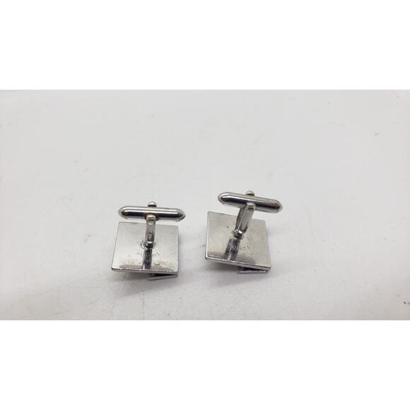 Vintage Cufflinks Swank Silver Rivoli Rainbow Rhinestone Cuff Links 1960s - Picture 5 of 9